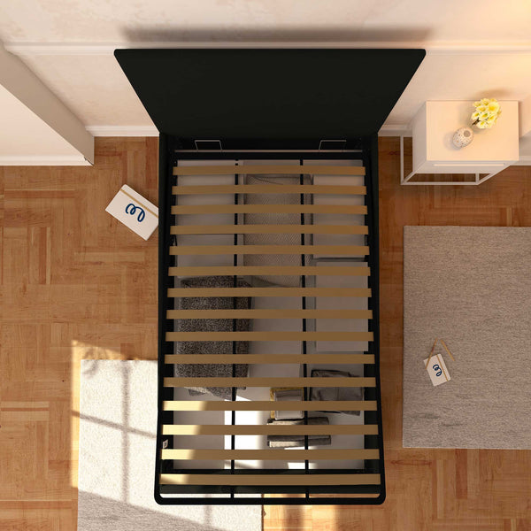 Baldiflex letto contenitore piazza e mezza in ecopelle sfoderabile Rossano nero top