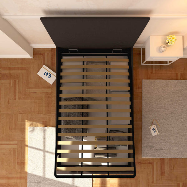 Baldiflex letto contenitore una piazza e mezza in tessuto sfoderabile Rossano caffè top