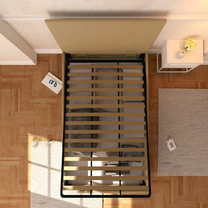 Baldiflex letto contenitore una piazza e mezza in tessuto sfoderabile Rossano cammello top