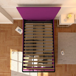 Baldiflex letto contenitore una piazza e mezza in tessuto sfoderabile Rossano fucsia top