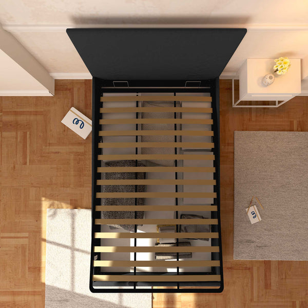 Baldiflex letto contenitore una piazza e mezza in tessuto sfoderabile Rossano grigio grafite top