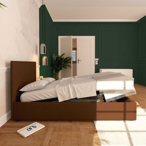 Baldiflex letto contenitore una piazza e mezza in tessuto sfoderabile Rossano marrone laterale