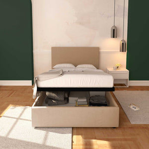 Baldiflex letto contenitore una piazza e mezza in tessuto sfoderabile Rossano grigio talpa