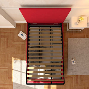 Baldiflex letto contenitore una piazza e mezza in tessuto sfoderabile Rossano rosso top