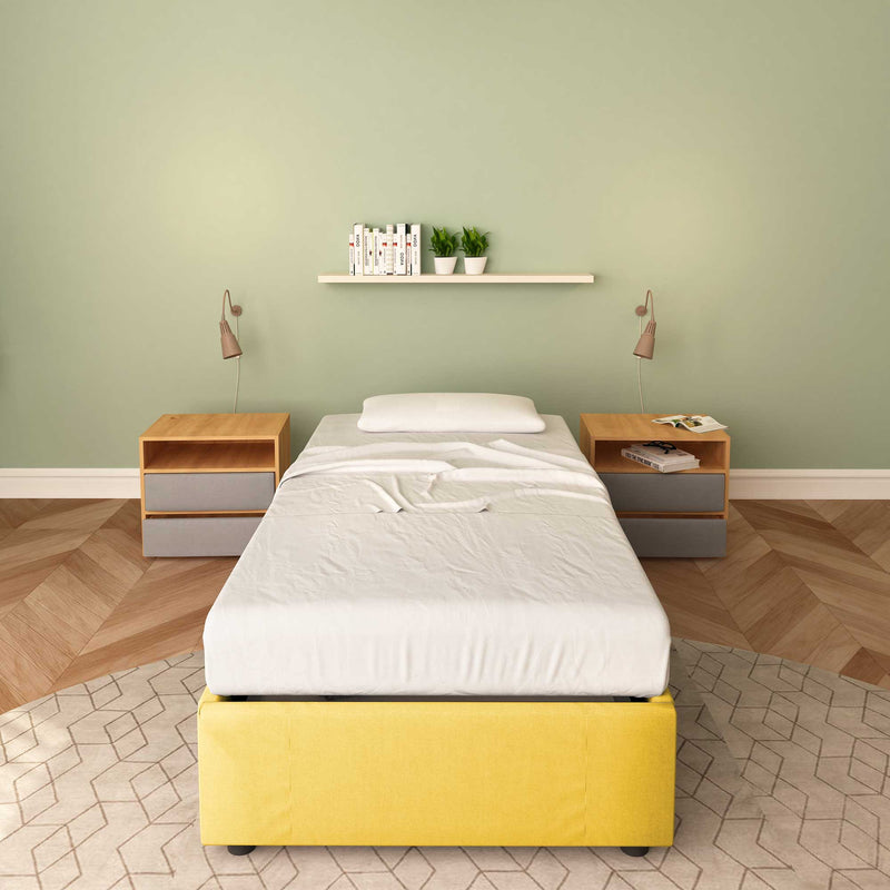 letto cloe senza contenitore in tessuto giallo senape