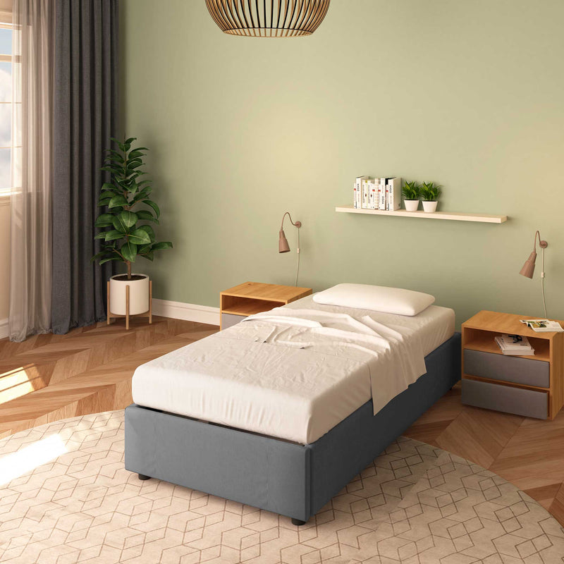 letto cloe senza contenitore in tessuto grigio antracite