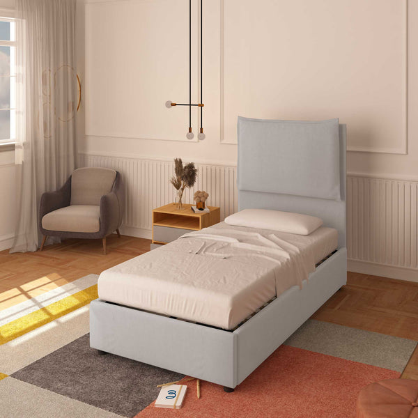 baldiflex letto singolo tessuto colore grigio chiaro Diana XL