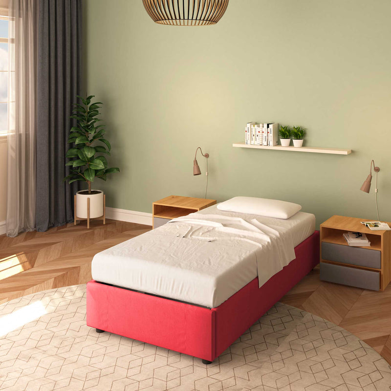 letto cloe senza contenitore in tessuto rosso