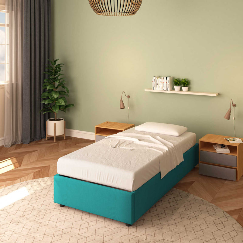 letto cloe senza contenitore in tessuto turchese