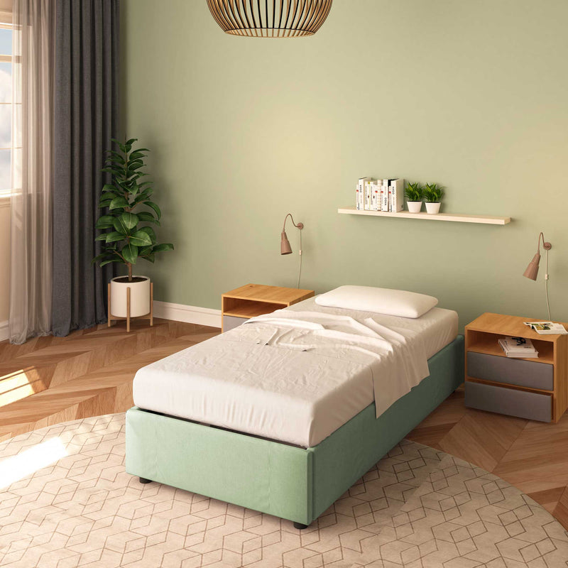 letto cloe senza contenitore in tessuto verde menta