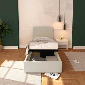 Baldiflex letto contenitore singolo in ecopelle sfoderabile Rossano beige chiaro