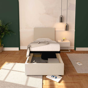 Baldiflex letto contenitore singolo in ecopelle sfoderabile Rossano bianco