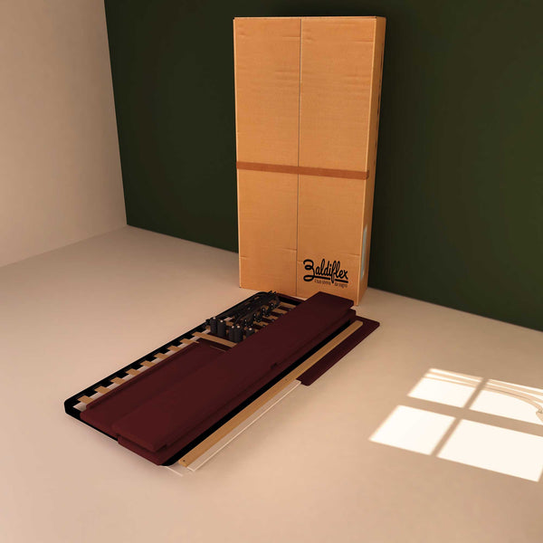 Baldiflex letto contenitore singolo in ecopelle sfoderabile Rossano bordeaux scatola