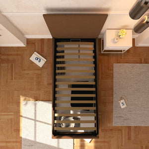 Baldiflex letto contenitore singolo in ecopelle sfoderabile Rossano caffè top