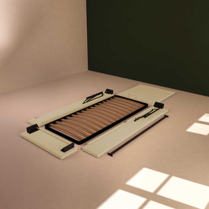 Baldiflex letto contenitore singolo in ecopelle sfoderabile Rossano crema smontato