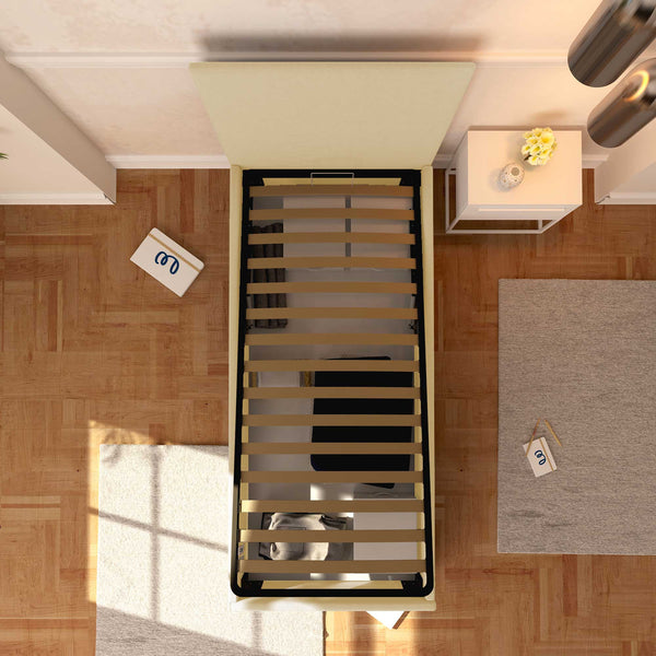 Baldiflex letto contenitore singolo in ecopelle sfoderabile Rossano crema top