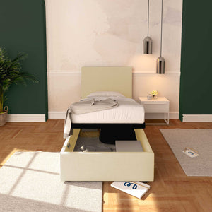 Baldiflex letto contenitore singolo in ecopelle sfoderabile Rossano crema