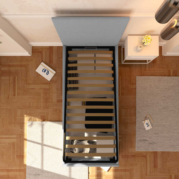 Baldiflex letto contenitore singolo in ecopelle sfoderabile Rossano grigio chiaro top