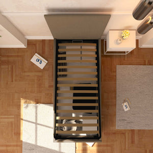 Baldiflex letto contenitore singolo in ecopelle sfoderabile Rossano grigio talpa top