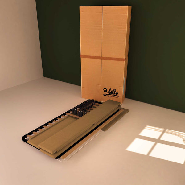 Baldiflex letto contenitore singolo in ecopelle sfoderabile Rossano marrone chiaro scatola