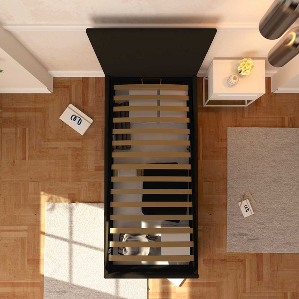 Baldiflex letto contenitore singolo in ecopelle sfoderabile Rossano marrone scuro top