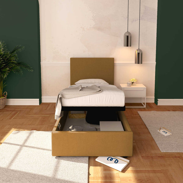 Baldiflex letto contenitore singolo in ecopelle sfoderabile Rossano nocciola