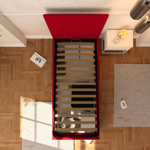 Baldiflex letto contenitore singolo in ecopelle sfoderabile Rossano rosso top