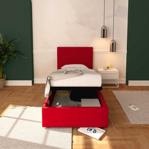 Baldiflex letto contenitore singolo in ecopelle sfoderabile Rossano rosso