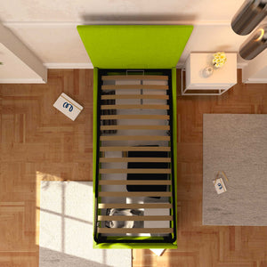 Baldiflex letto contenitore singolo in ecopelle sfoderabile Rossano verde mela top