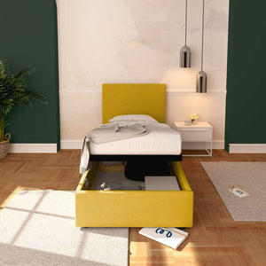 Baldiflex letto contenitore singolo in tessuto sfoderabile Rossano giallo senape