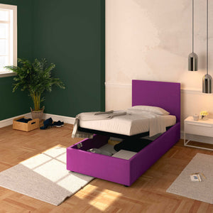 Baldiflex letto contenitore singolo in tessuto sfoderabile Rossano fucsia da destra