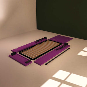 Baldiflex letto contenitore singolo in tessuto sfoderabile Rossano fucsia smontato