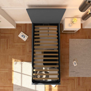 Baldiflex letto contenitore singolo in tessuto sfoderabile Rossano grigio antracite yop