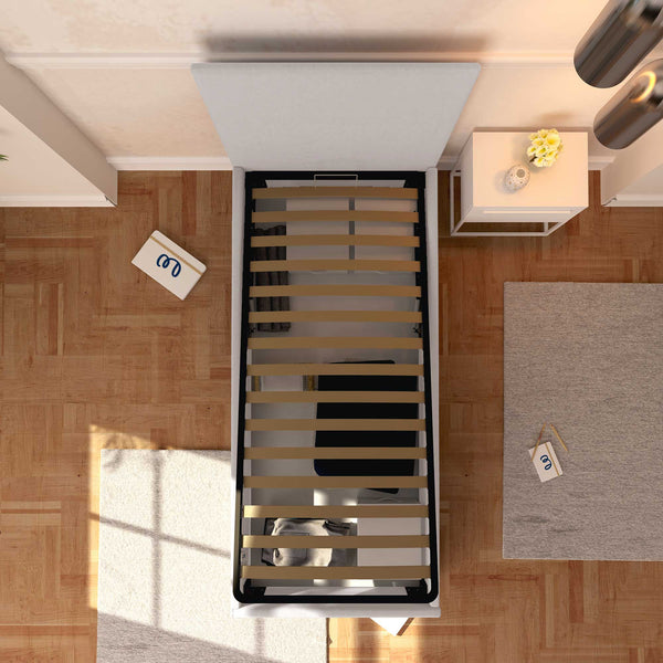 Baldiflex letto contenitore singolo in tessuto sfoderabile Rossano grigio chiaro top