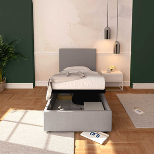 Baldiflex letto contenitore singolo in tessuto sfoderabile Rossano grigio