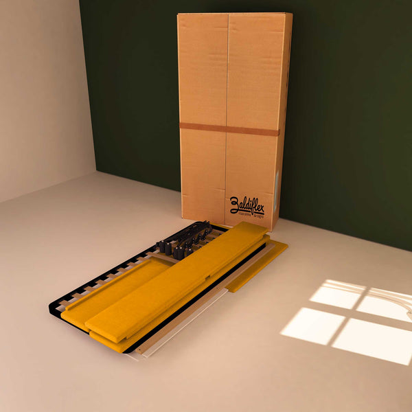 Baldiflex letto contenitore singolo in tessuto sfoderabile Rossano mango scatola