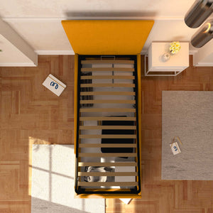 Baldiflex letto contenitore singolo in tessuto sfoderabile Rossano mango top