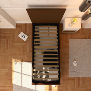 Baldiflex letto contenitore singolo in tessuto sfoderabile Rossano marrone top