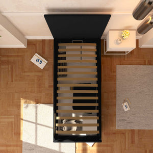 Baldiflex letto contenitore singolo in tessuto sfoderabile Rossano nero top