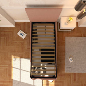 Baldiflex letto contenitore singolo in tessuto sfoderabile Rossano rosa antico top