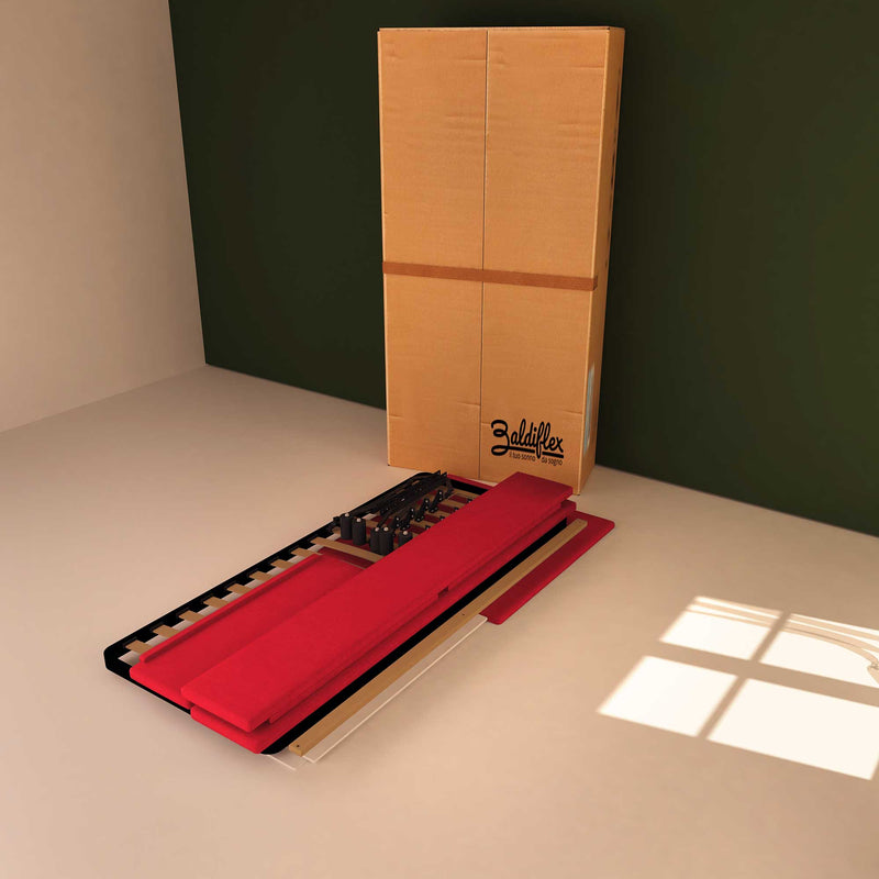 Baldiflex letto contenitore singolo in tessuto sfoderabile Rossano rosso scatola