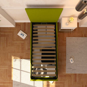 Baldiflex letto contenitore singolo in tessuto sfoderabile Rossano verde top