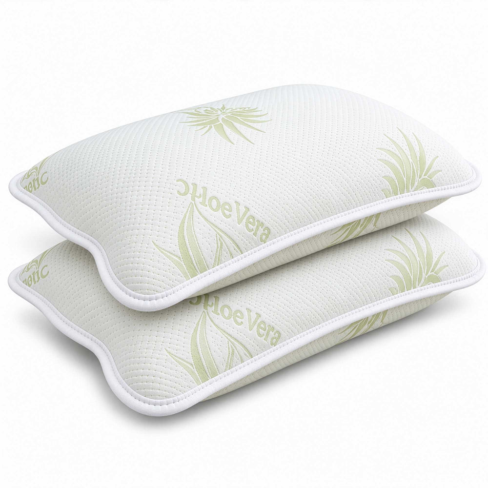 coppia cuscini fiocco aloe vera vista frontale