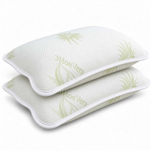 coppia cuscini fiocco aloe vera vista frontale