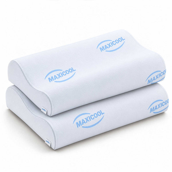 Pair of memory foam neck pillows