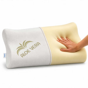 Coussin cervical en mousse à mémoire de forme avec housse en Aloe vera