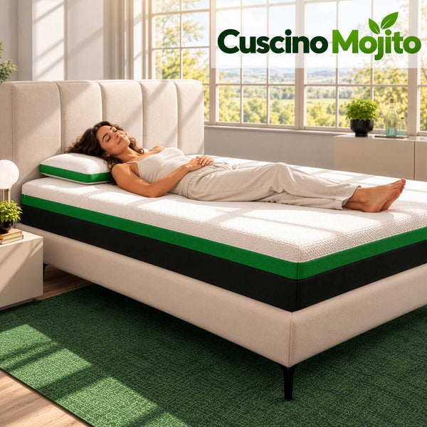 donna pancia sopra cuscino memory mojito baldiflex