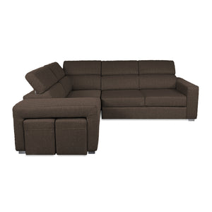 Canapé-lit d'angle avec deux poufs cubes Gregory