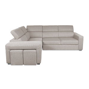 Canapé-lit d'angle avec deux poufs cubes Gregory