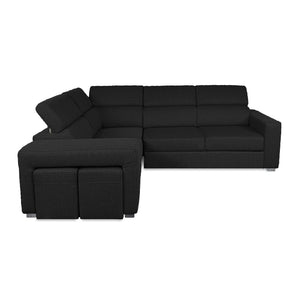 Canapé-lit d'angle avec deux poufs cubes Gregory